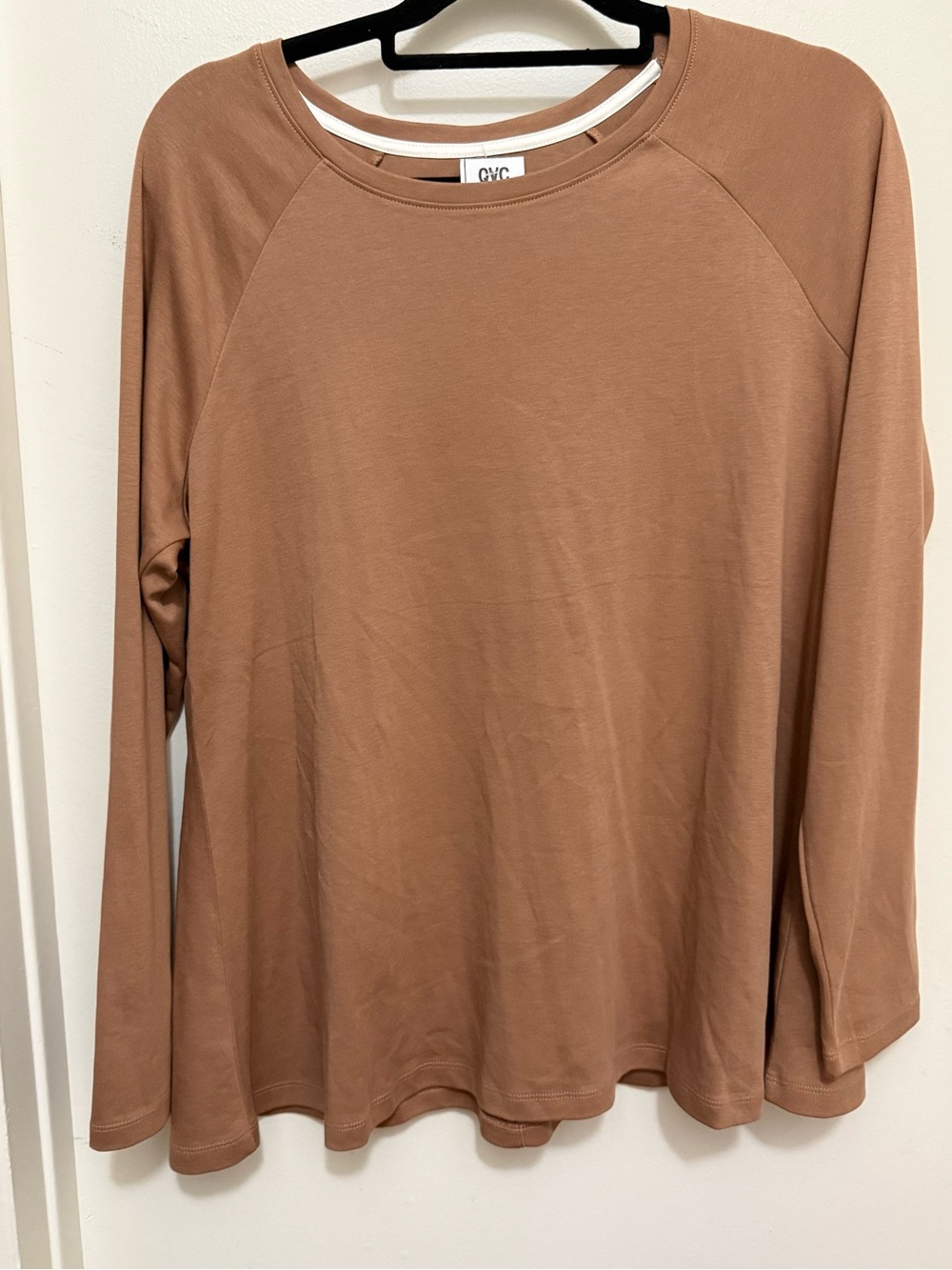Isaac Mizrahi Long-Sleeve Crewneck Top in Camel Brown